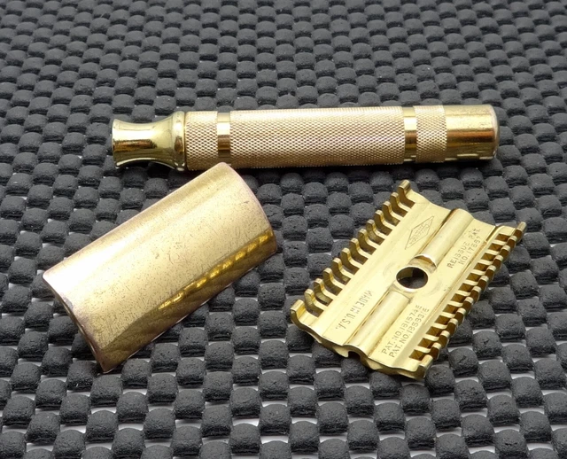 Vintage 1930's Gillette NEW Long Comb 3 Piece DE Safety Razor Clean! 5