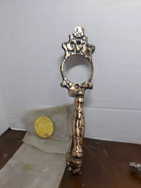 NOS Vintage Trimco Door Escutcheon, Brass, Rough Stone Like Finish. Free Ship