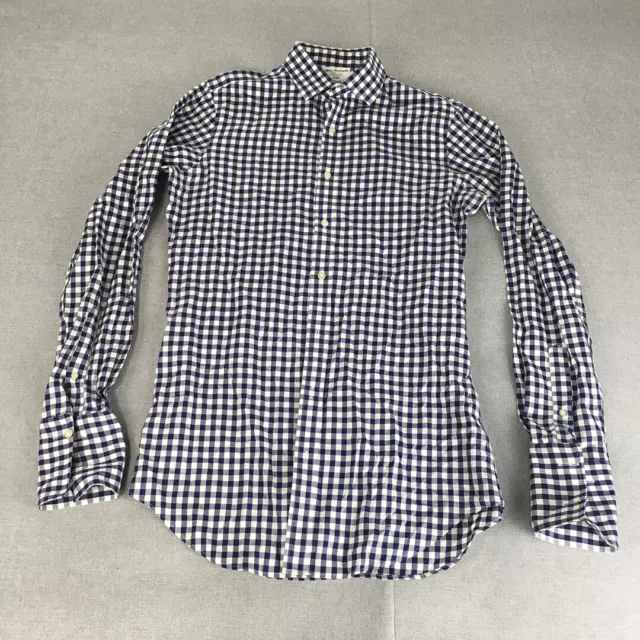 John Francomb For TM Lewin Mens Shirt Size S (15.5) Blue White Checkered