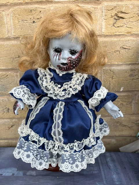 OOAK Creepy Porcelain 12" Doll Haunted Horror Zombie Gothic Possessed Holes  (E)