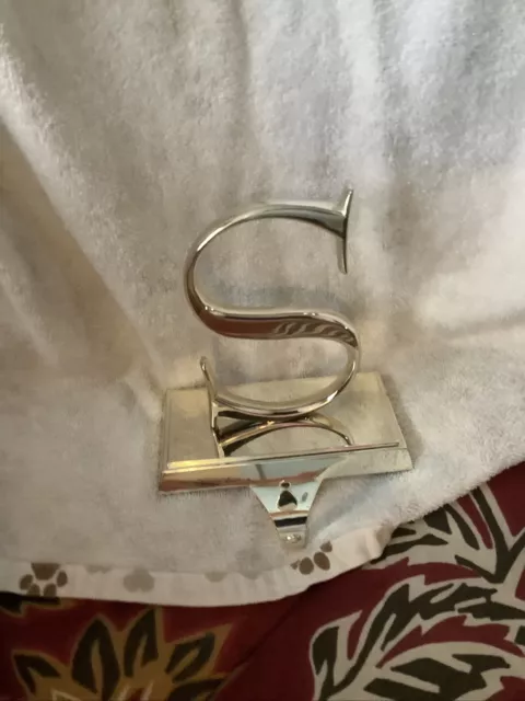 Heavy Pottery Barn Christmas Stocking Holder Letter ( S ) Silver Hanger For WISH