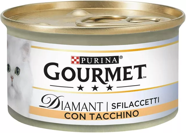 SCATOLETTE PER GATTI CIBO UMIDO GATTO PURINA GOURMET DIAMANT PATE' TACCHINO 85gr