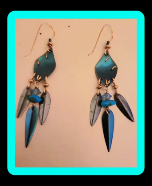 Vintage Holly Yashi Turquoise Dangle Earrings