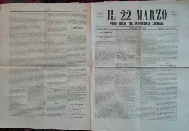 Giornale Il 22 Marzo anno 1 num. 41 del 6 Maggio 1848