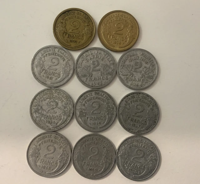 lot de 11 pièces de 2 francs