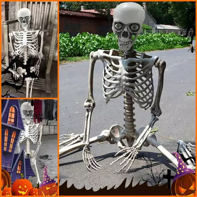 Squelette humain articulé surdimensionné grandeur nature Halloween Décoration P&