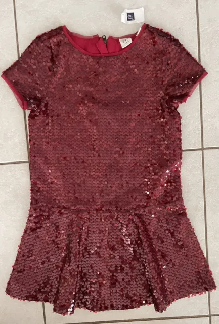 NWT Gap Girls Red Sequin Party Dress Size SMALL 6-7