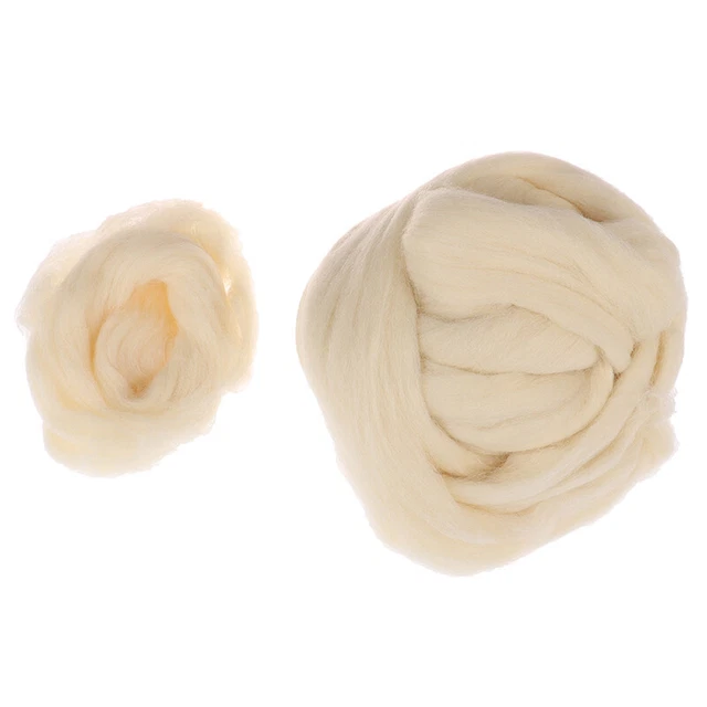 Top itinerante de lana natural blanca 100 g para fieltro de agujas giro manual DALZ8