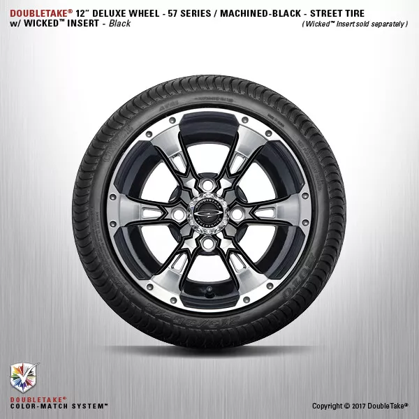 Set De 4 Double Take Usiné Noir 57 Séries Roue Et Pneu 12 " Golf Cart