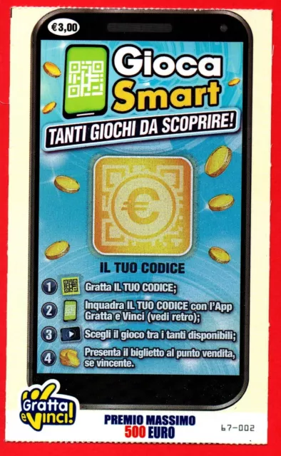 Biglietto Lotteria Gratta E Vinci Raro Vergine Nuovo Gioca Smart Lotto 1346