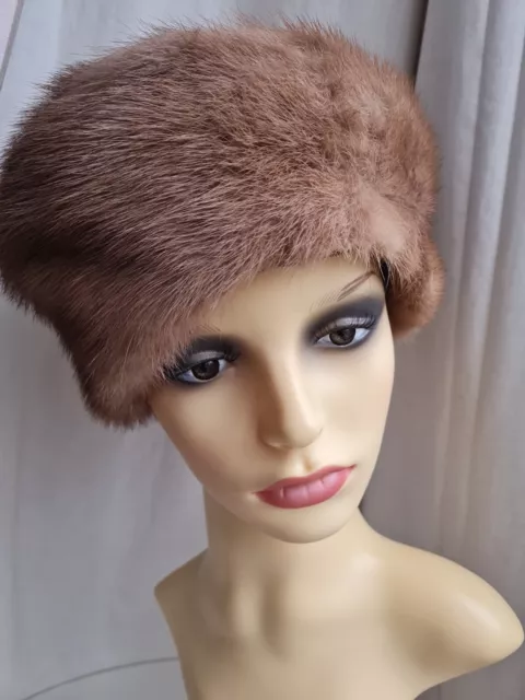 Vintage 1950s Blonde Fur Hat Mitzi Lorenz London 22 "  56 cm Mink? Film Play Old