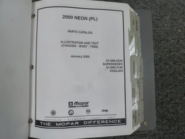 2000 Dodge Neon Sedan Parts Catalog Manual ES Highline 2.0L