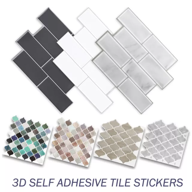 Stick on Tile Stickers Self Adhesive Kitchen Bathroom/Parlor Bedroom Wall Tiles