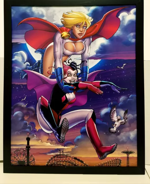 Harley Quinn & Power Girl by Amanda Conner 11x14 FRAMED DC Comics Art Print Post