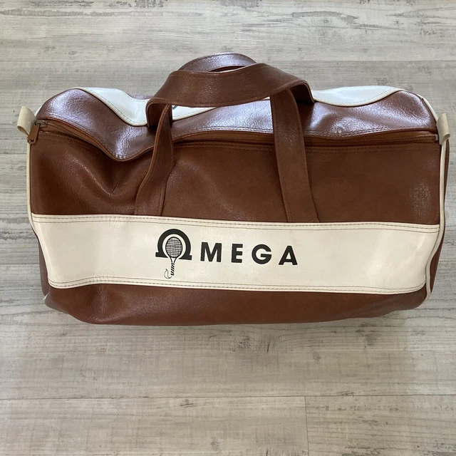 Rare VTG Omega Tennis Racket Racquetball Duffle Bag Briefcase Brown & White EUC Rare VTG Omega Tennis Racket Racquetball Duffle Bag Briefcase Brown & White EUC