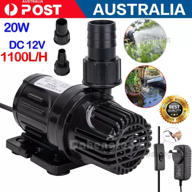 DC12V Aquarium Submersible Fountain Pond Brushless Pool Water Pump 5M 1100L/h AU