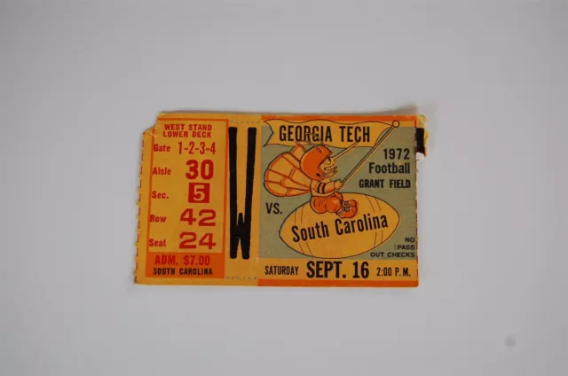 Group of 2 1972 Georgia Tech - South Carolina College Football Tickets