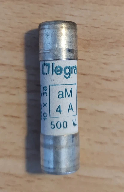 Lot 2 Fusibles industriels Legrand 10x38mm aM 4 A - 500v