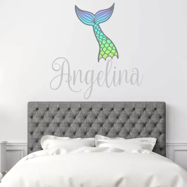 Personalized Name Mermaid Tail Wall Decal Custom Name Mermaid Wall Decal Sticker