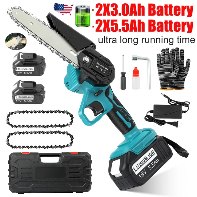 6 INCH ELECTRIC Mini chainsaw Cordless Handheld Chain Saw 2 Battery for ...