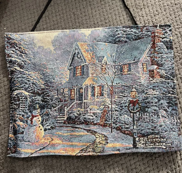 THOMAS KINKADE FIBER Optic Victorian Christmas III Tapestry Wall Hang 35.00 PicClick UK