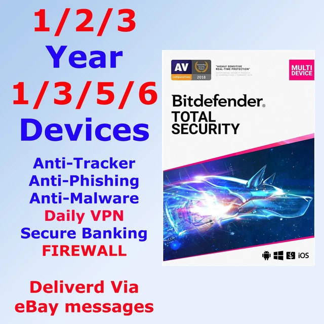 BITDEFENDER TOTAL SECURITY 2024 123 ans 16 appareils (GLOBAL) + VPN