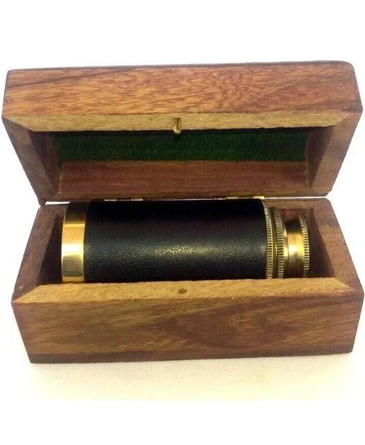 6 inch Brass Black leather Nautical vintage Brass Telescope Marine Maritime.