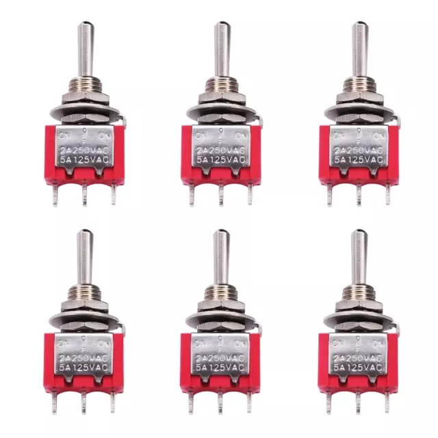 6Pcs Momentary Mini Miniature Toggle Switch 3 Terminal 3 Position SPDT (On)/Off/