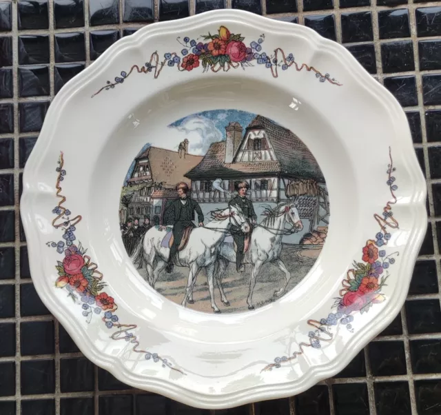 Ancienne Assiette Creuse Alsace Obernai Faïencerie Sarreguemines France H.Loux