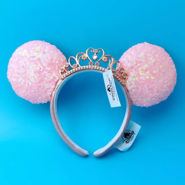 Pink Sequin Minnie Mouse Headband Tiara 2021 Princess Crown Disney Parks Ears US