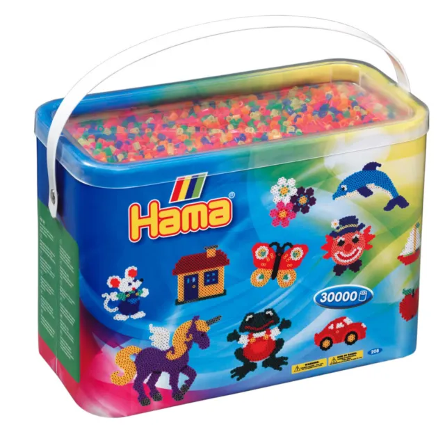 Hama 30000 Midi Bügelperlen Eimer 208-51 Neon Mischung Perlen Steckperlen