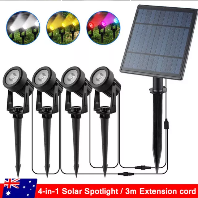 4 in 1 Solar Spot Lights Garden Outdoor Pathway Lawn Fence Floodlight Spotlight