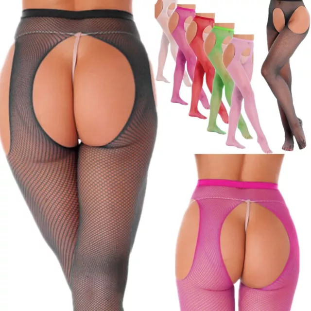 ranrann Femmes Transparent Bas en Résille Maille Collants Ouvert Legging Sexy