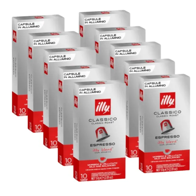 Illy Classico Roast Espresso Capsules Bulk 100pk Coffee Pods 10 X 10 Pk