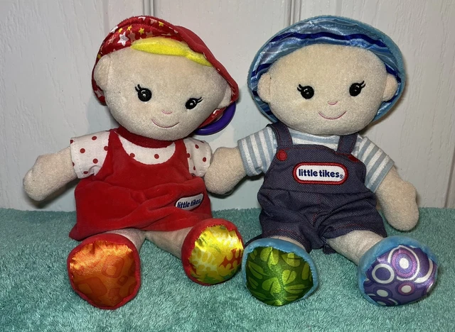 2X LITTLE TIKES Soft Toy Boy Girl Rag Doll Red Dress Blue Dungarees 10 14.99 PicClick UK