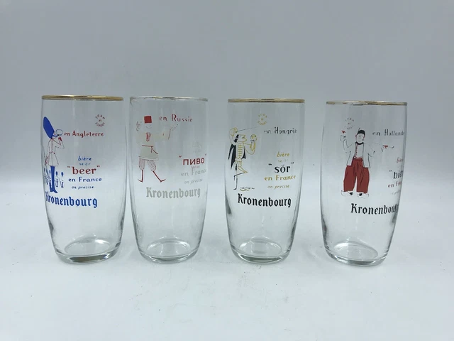 ② 4 Verres Kronenbourg - Série des pays - Verres & Petits Verres