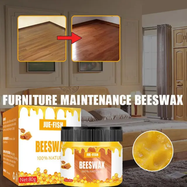 Floor Polishing Wax for Wooden Furniture Beeswax Natural Formula 80g、