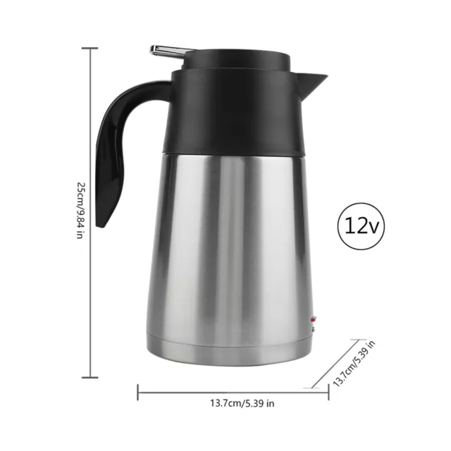 12V 1300ml Stainless Steel Car Truck Travel Electric Kettle Pot Heated Water BS