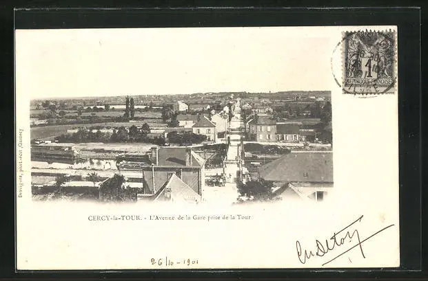 CPA Cercy-la-Tour, L´Avenue de la Gare 1901