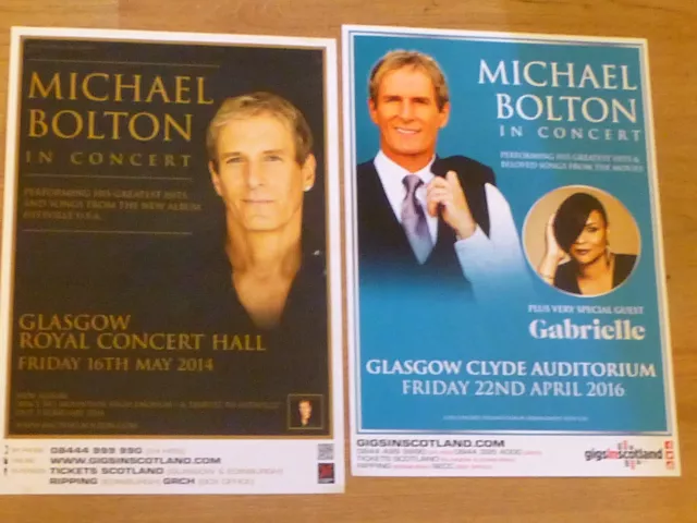 Michael Bolton — Scottish tour Glasgow  live music show  concert gig posters x 2