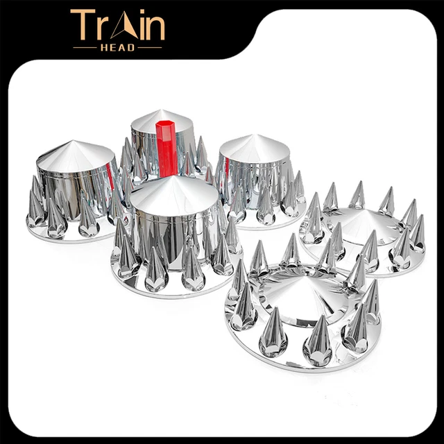 SEMI TRUCK FRONT & Rear Chrome Hub Cover Kit 33mm Wheel Axle Covers