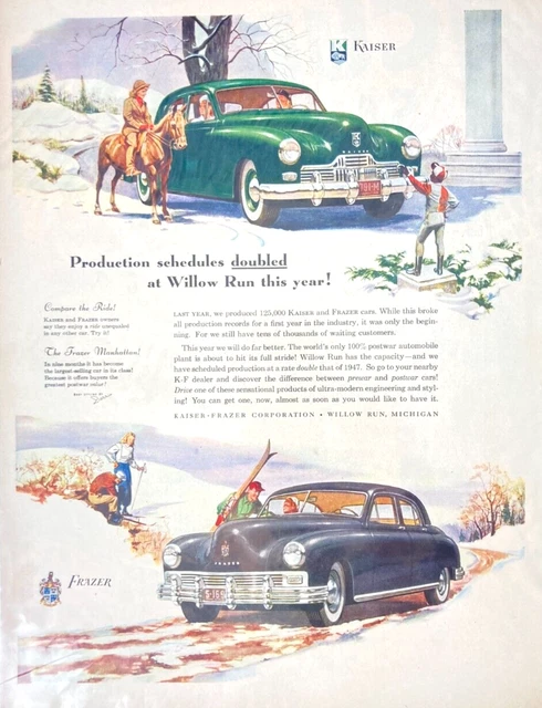 Vintage KAISER Special Frazier Manhattan Willow Run 1948 Magazine Print Ad BG29