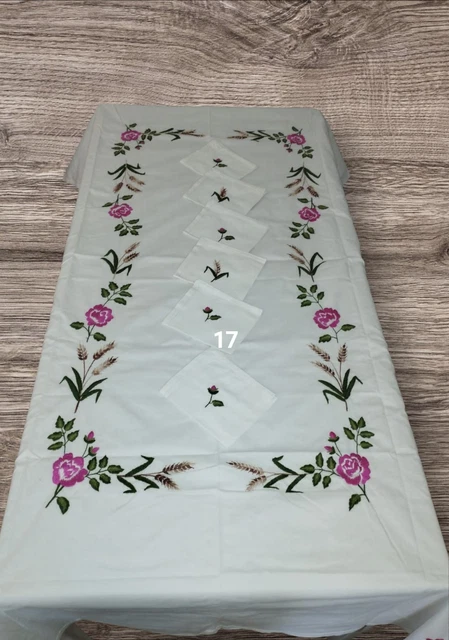 SUPERBE ANCIENNE GRANDE nappe broderie ajouree anglaise dentelle brodée