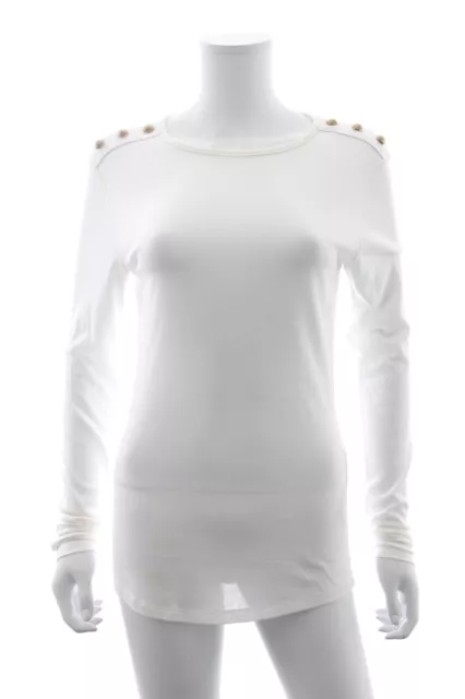 Balmain Button-Embellished Cotton-Jersey Top / White / RRP: £850.00