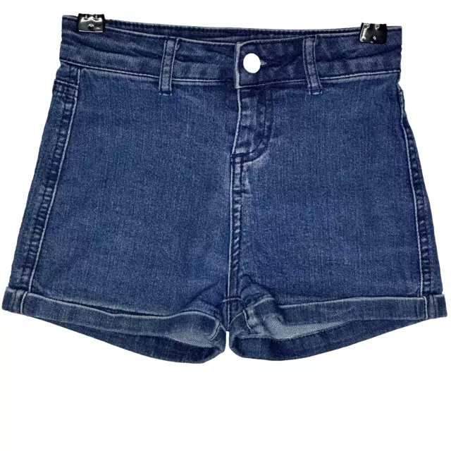 Girls Miss Understood Stretch Dark Blue Denim Shorts Size 7 Adjustable Waist