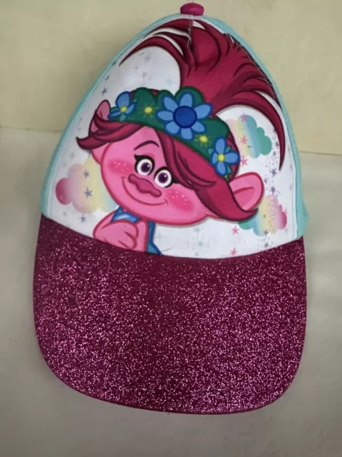 Kids Dreamworks Trolls Hat Glitter Pink Green