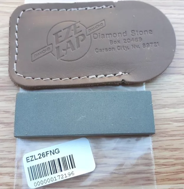 Eze-Lap Pocket Diamond Sharpener 3" x 1" Fine Grit Stone Leather Storage Pouch