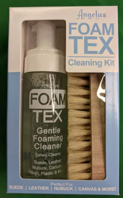 Angelus Foam Tex Shoe Cleaning Kit Cleaner 5.7 oz liquid, Brush, and Towel