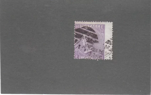 GB 1867 6d mauve pl 6 marginal duplex cancel