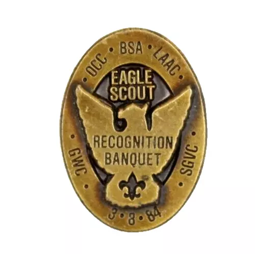 1984 Eagle Scout Recognition Banquet Lapel Pin Boy Scouts BSA California CA BSA